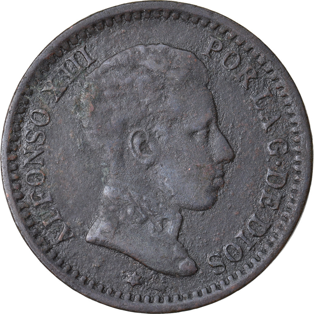 Moneda, España, Alfonso XIII, 2 Centimos, 1904, Madrid, BC+, Cobre, KM:722
