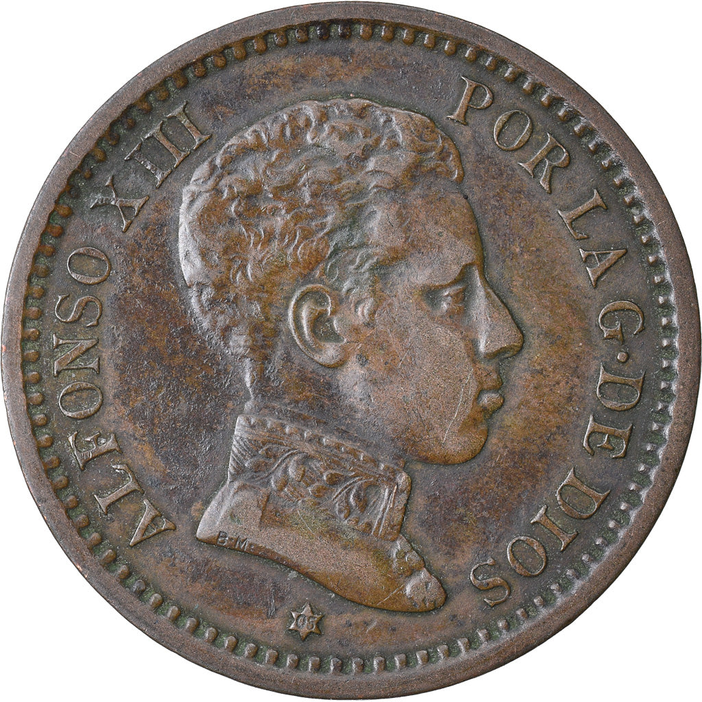 Moneda, España, Alfonso XIII, 2 Centimos, 1905, Madrid, BC+, Cobre, KM:722