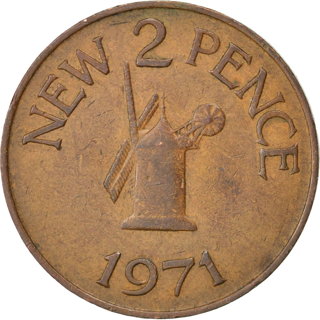 GUERNSEY, 2 New Pence, 1971, KM #22, AU(55-58), Bronze, 25.91, 7.10