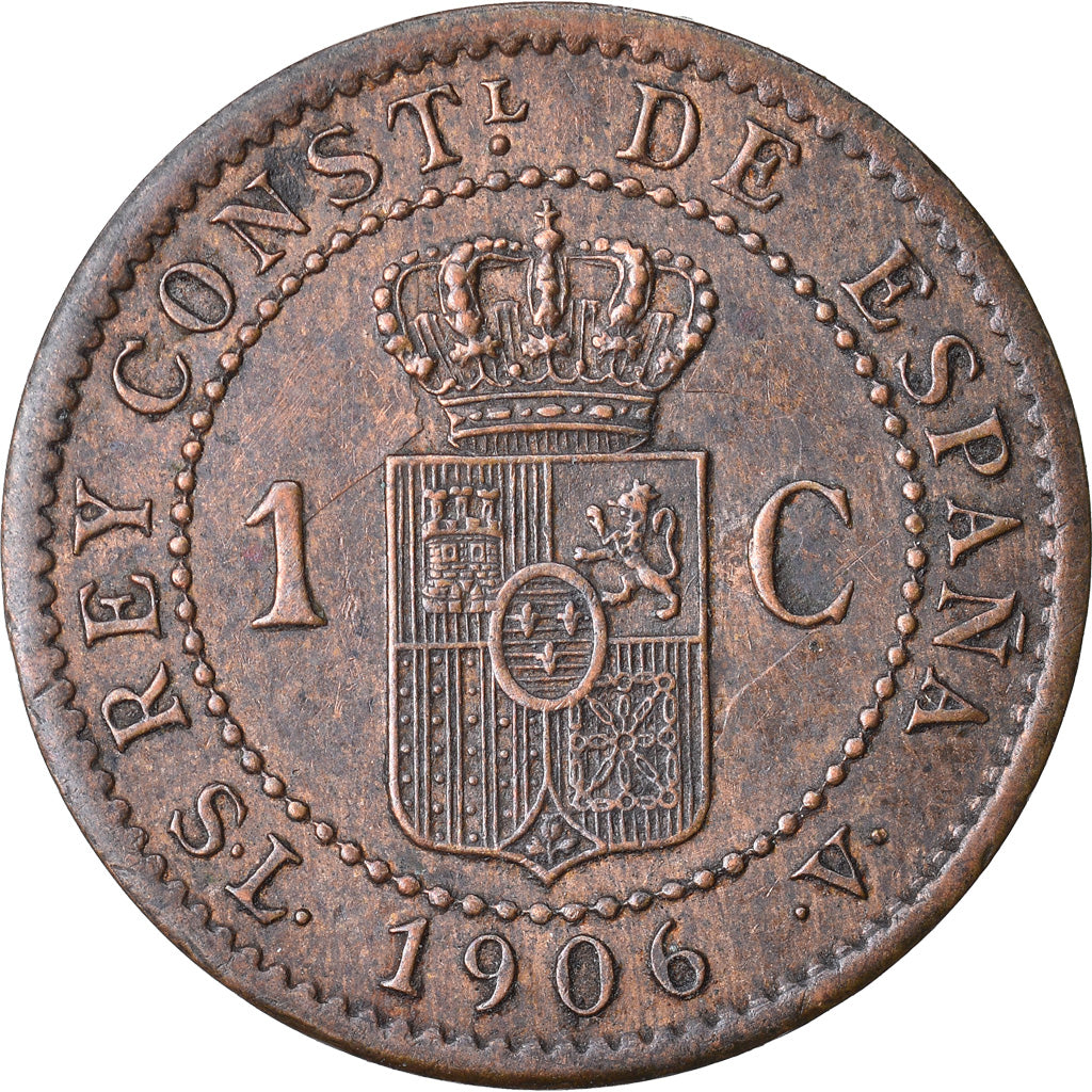Monnaie, Espagne, Alfonso XIII, Centimo, 1906, Madrid, TTB, Bronze, KM:726