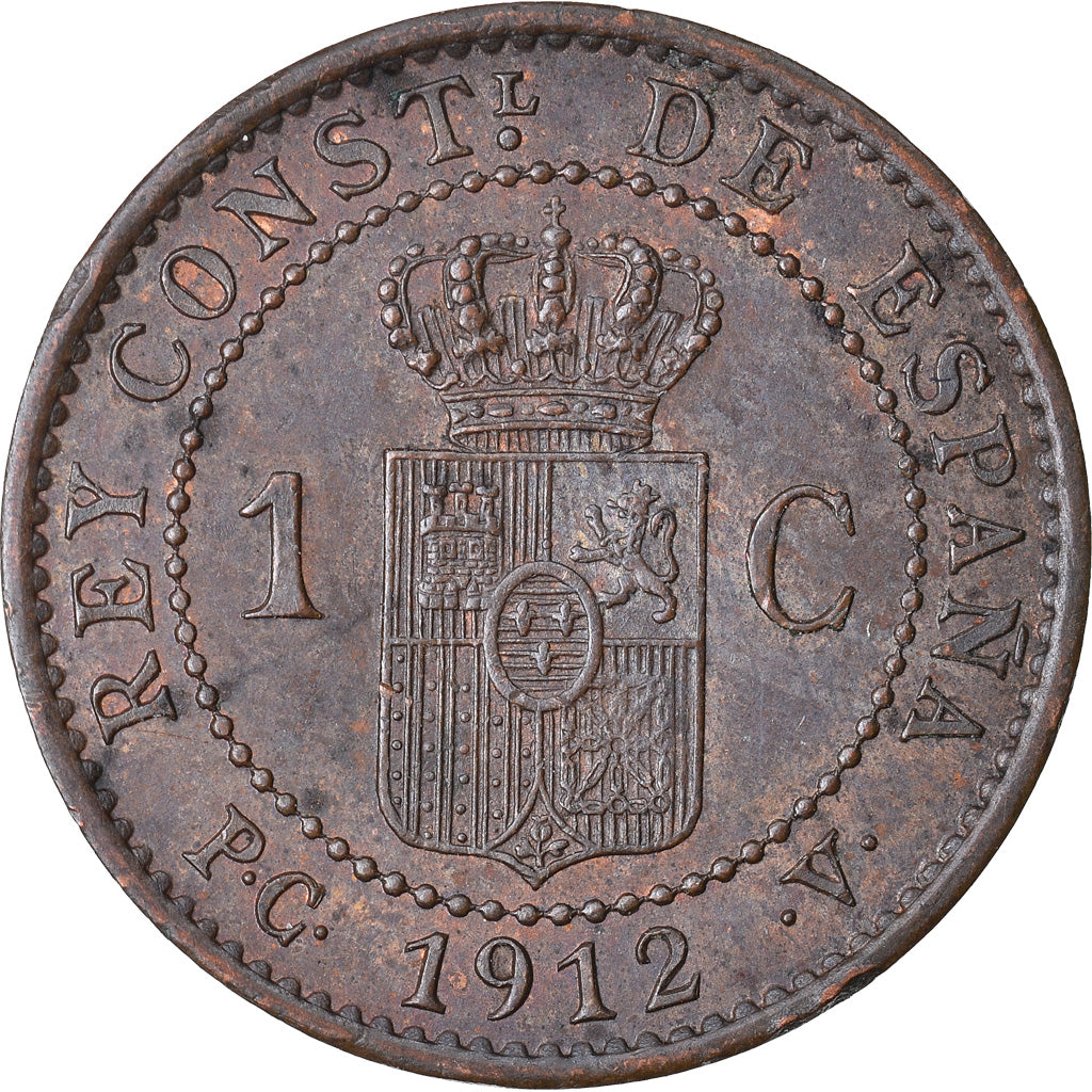 Coin, Spain, Alfonso XIII, Centimo, 1912, Madrid, VF(30-35), Bronze, KM:731