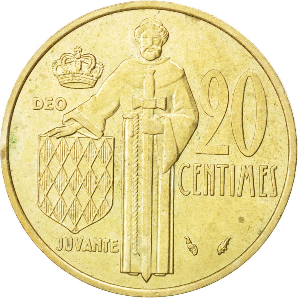 MONACO, 20 Centimes, 1979, KM #143, MS(60-62), Aluminum-Bronze, 23.5, Gadoury...