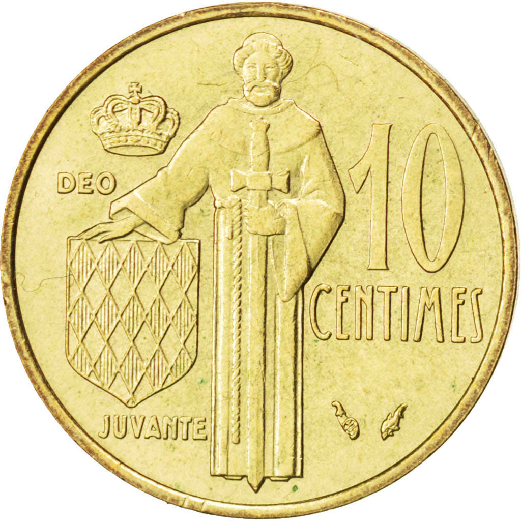 MONACO, 10 Centimes, 1975, KM #142, MS(60-62), Aluminum-Bronze, 20, Gadoury...