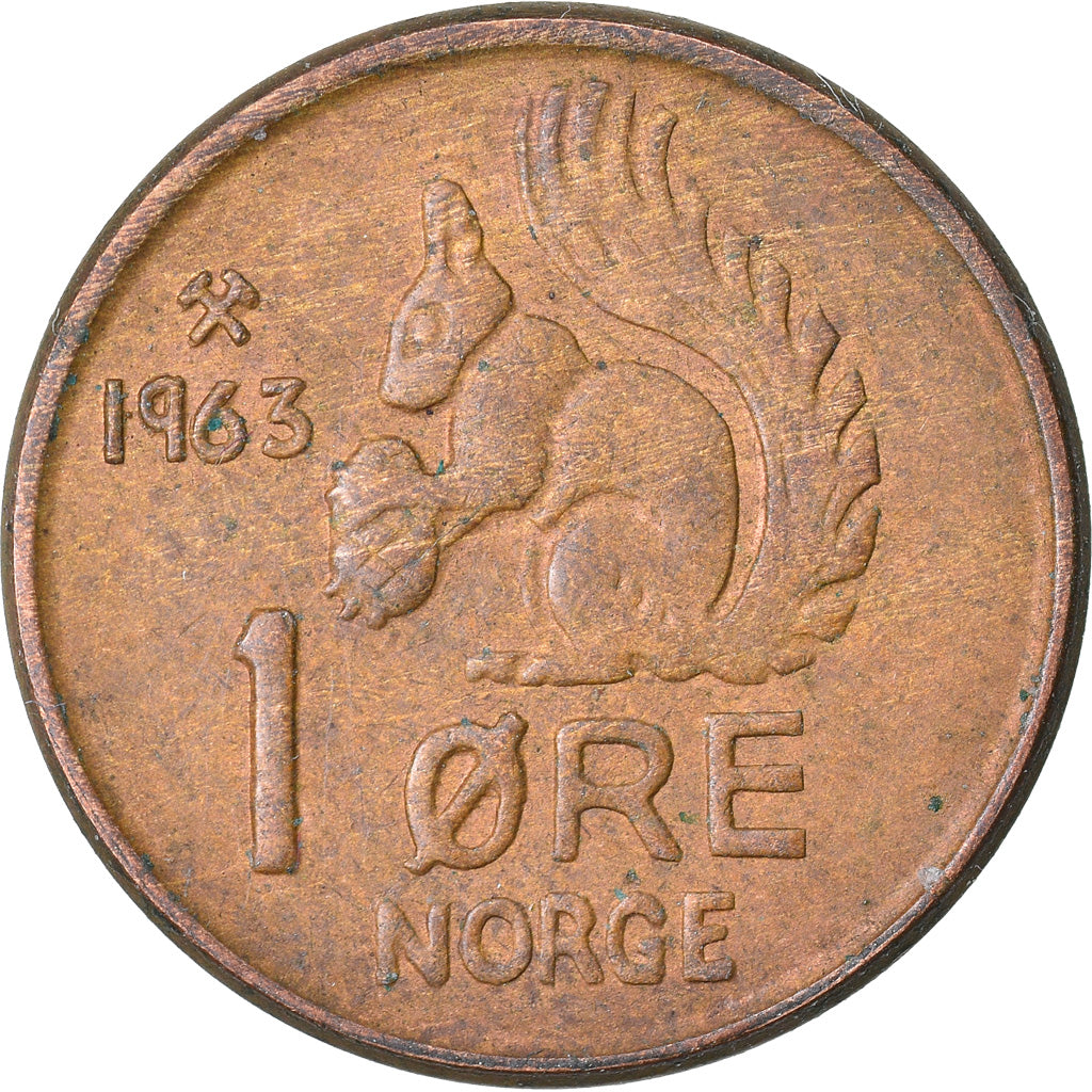 Moneta, Norvegia, Olav V, Ore, 1963, MB+, Bronzo, KM:403