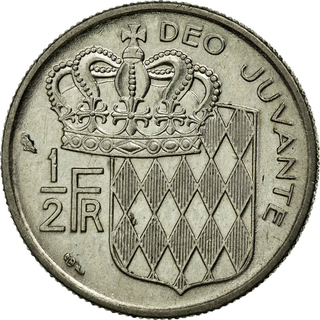 Coin, Monaco, Rainier III, 1/2 Franc, 1968, MS(60-62), Nickel, KM:145