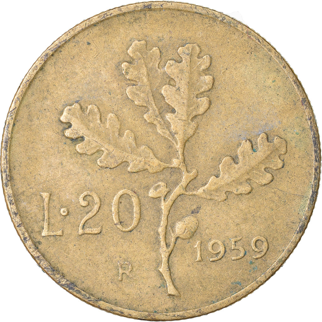 Münze, Italien, 20 Lire, 1959, Rome, S+, Aluminum-Bronze, KM:97.1