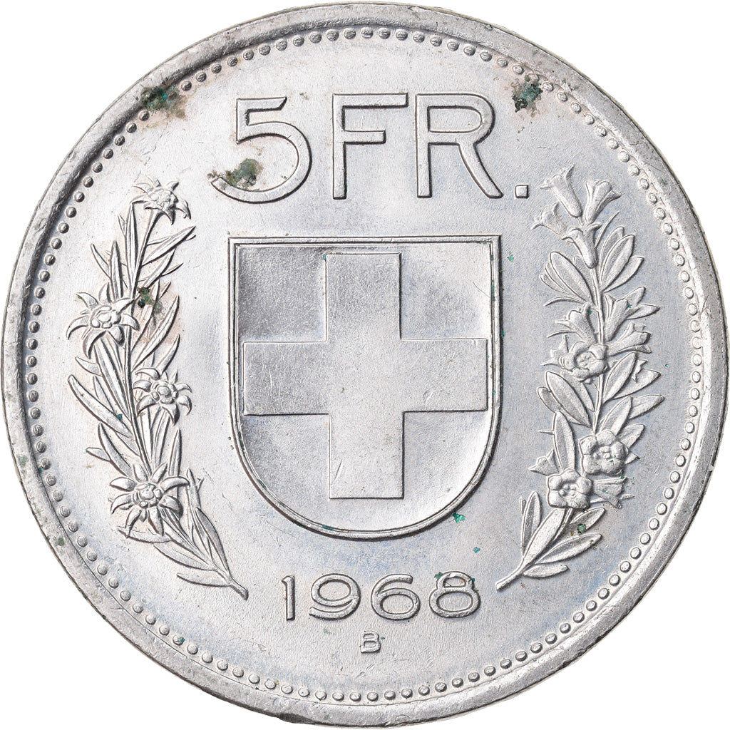 Coin, Switzerland, 5 Francs, 1968, Bern, VF(30-35), Copper-nickel, KM:40a.1