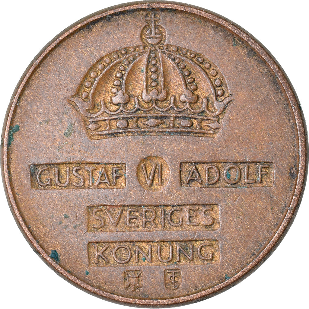 Moneta, Svezia, Gustaf VI, Ore, 1961, MB+, Bronzo, KM:820