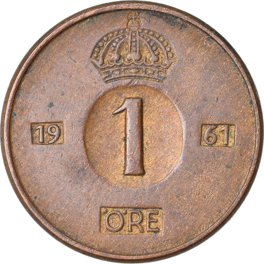Moneta, Svezia, Gustaf VI, Ore, 1961, MB+, Bronzo, KM:820