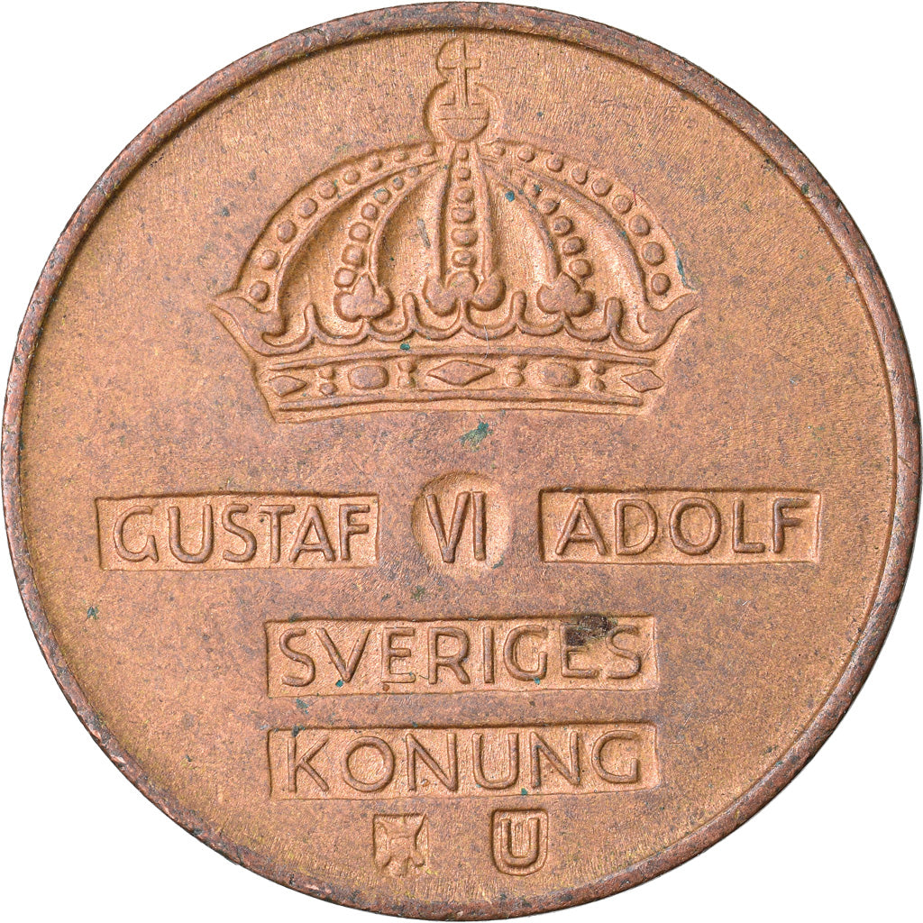 Moneda, Suecia, Gustaf VI, 2 Öre, 1971, MBC, Bronce, KM:821