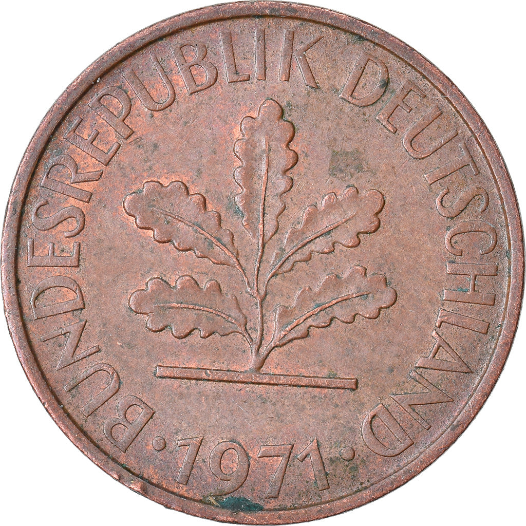 Moneta, Niemcy - RFN, Pfennig, 1971, Munich, EF(40-45), Miedź platerowana