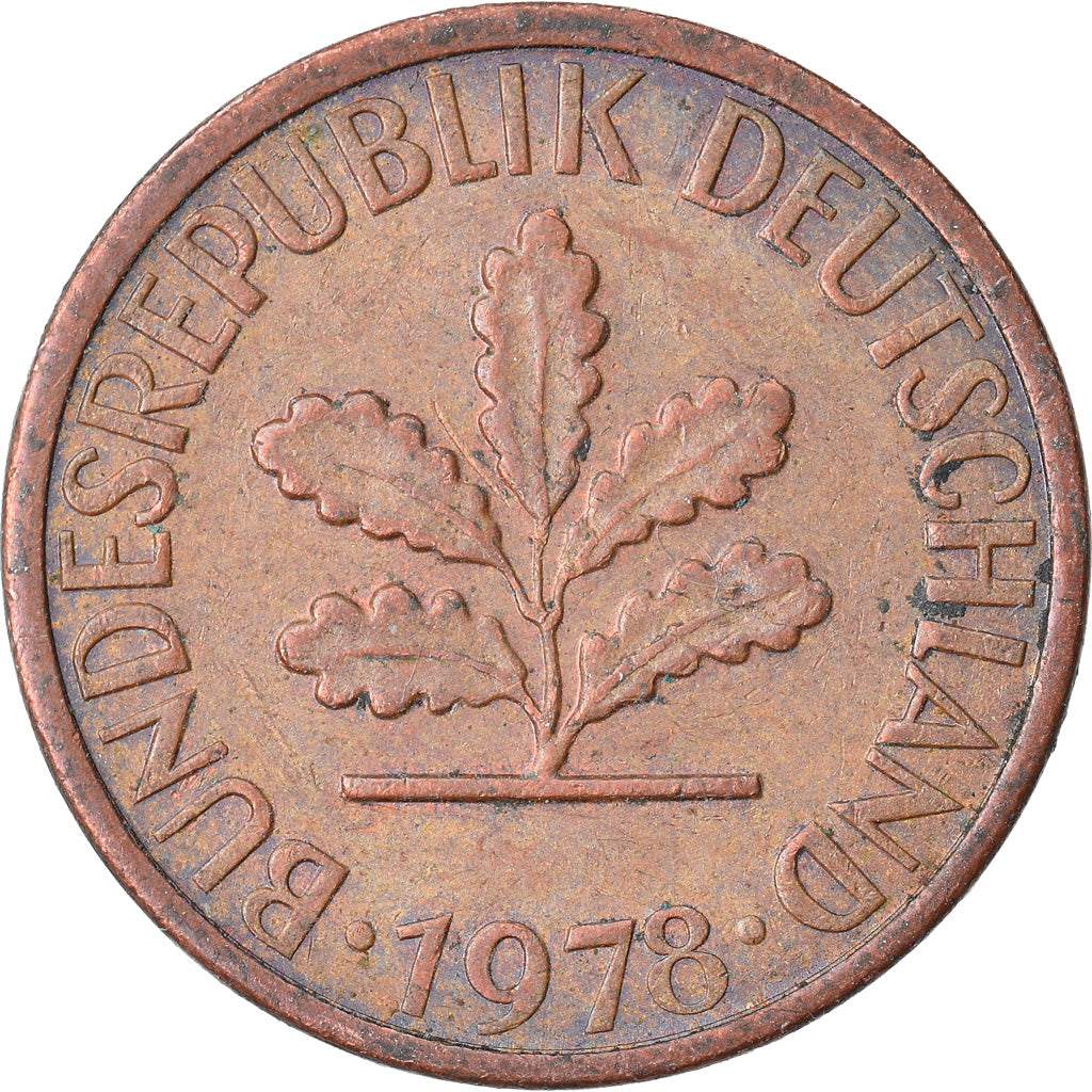 Monnaie, République fédérale allemande, Pfennig, 1978, Karlsruhe, TB+, Copper