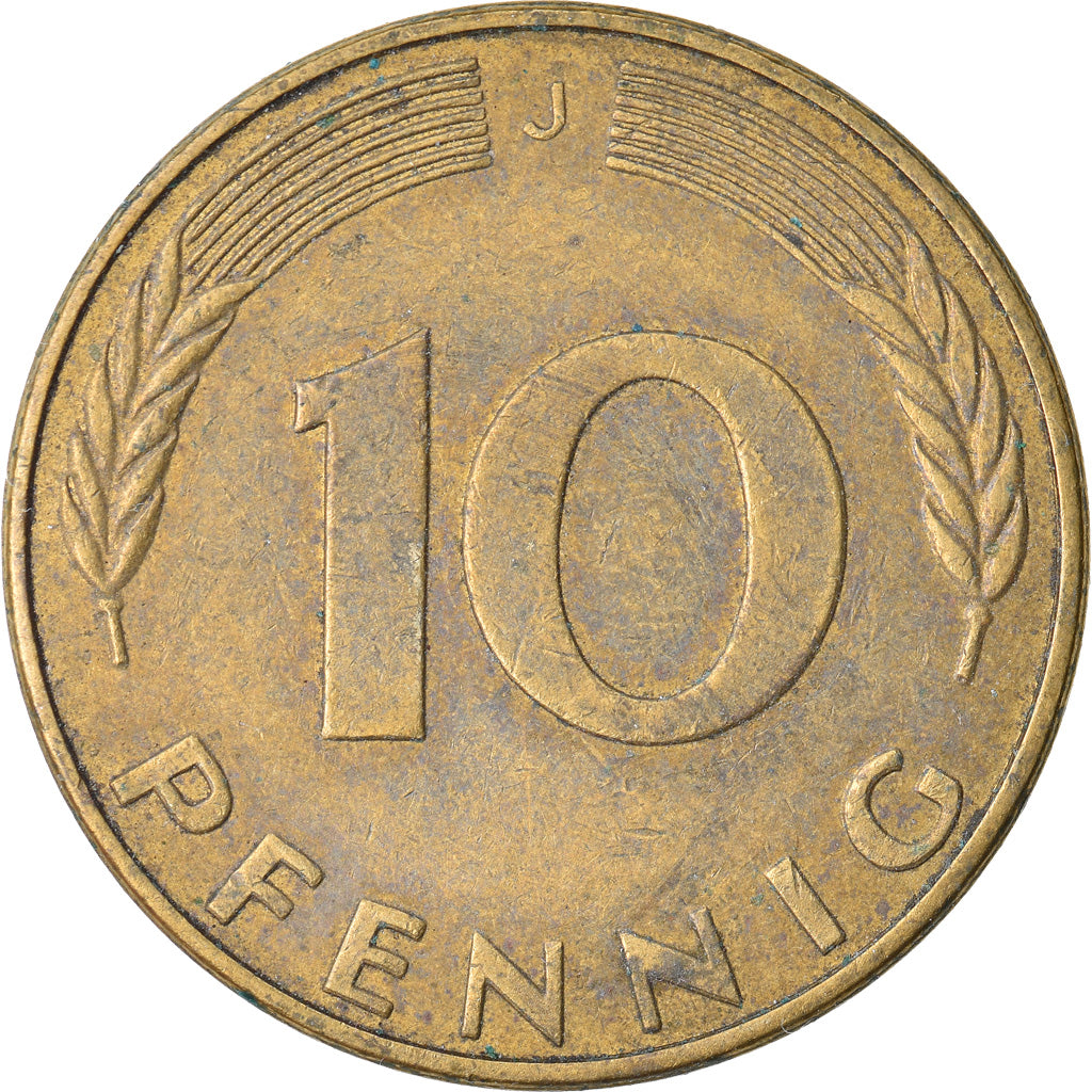 Moneta, Niemcy - RFN, 10 Pfennig, 1990, Hambourg, EF(40-45), Mosiądz powlekany