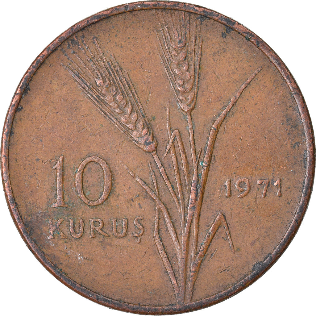 Münze, Türkei, 10 Kurus, 1971, S+, Bronze, KM:891.2