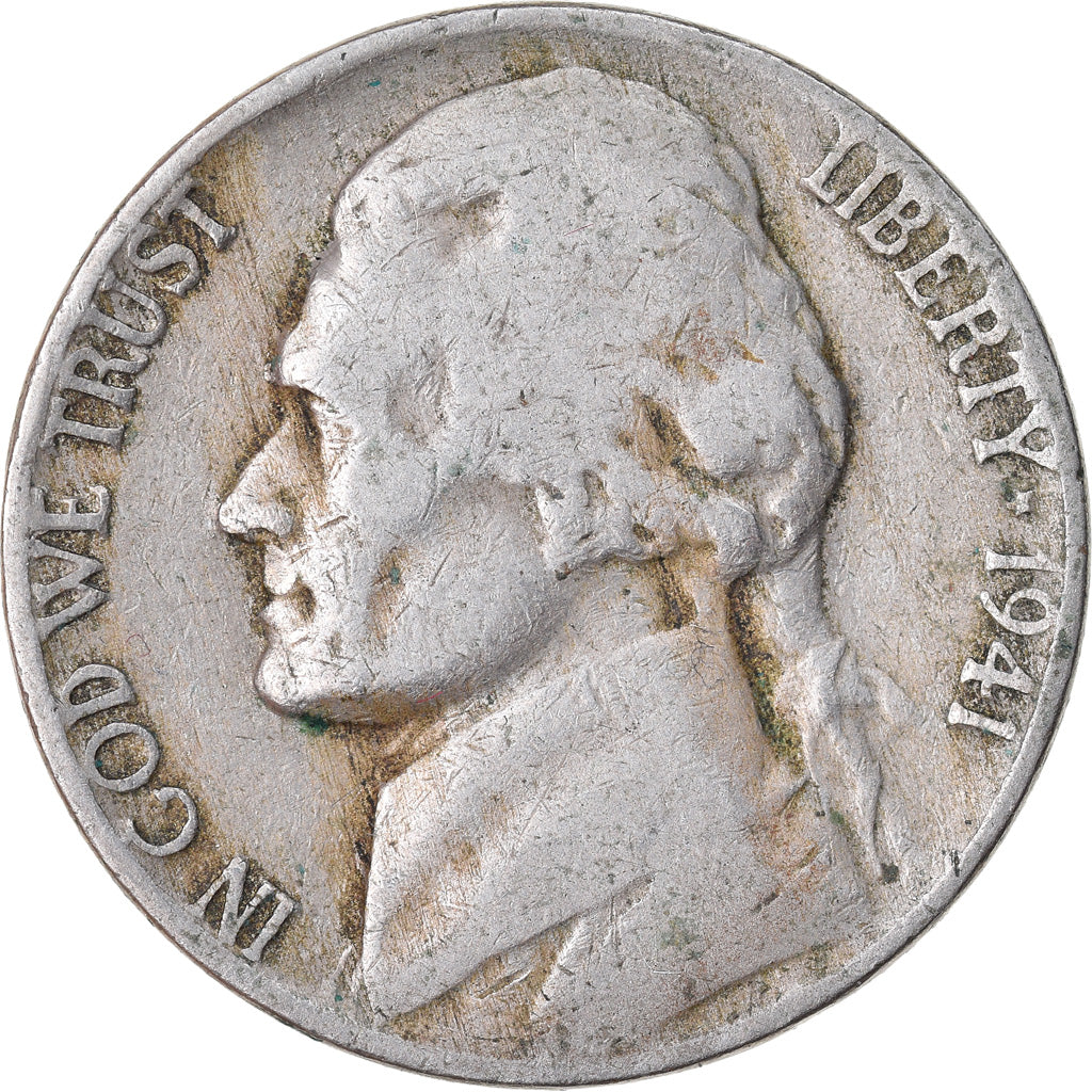 Moneta, USA, Jefferson Nickel, 5 Cents, 1941, U.S. Mint, Philadelphia