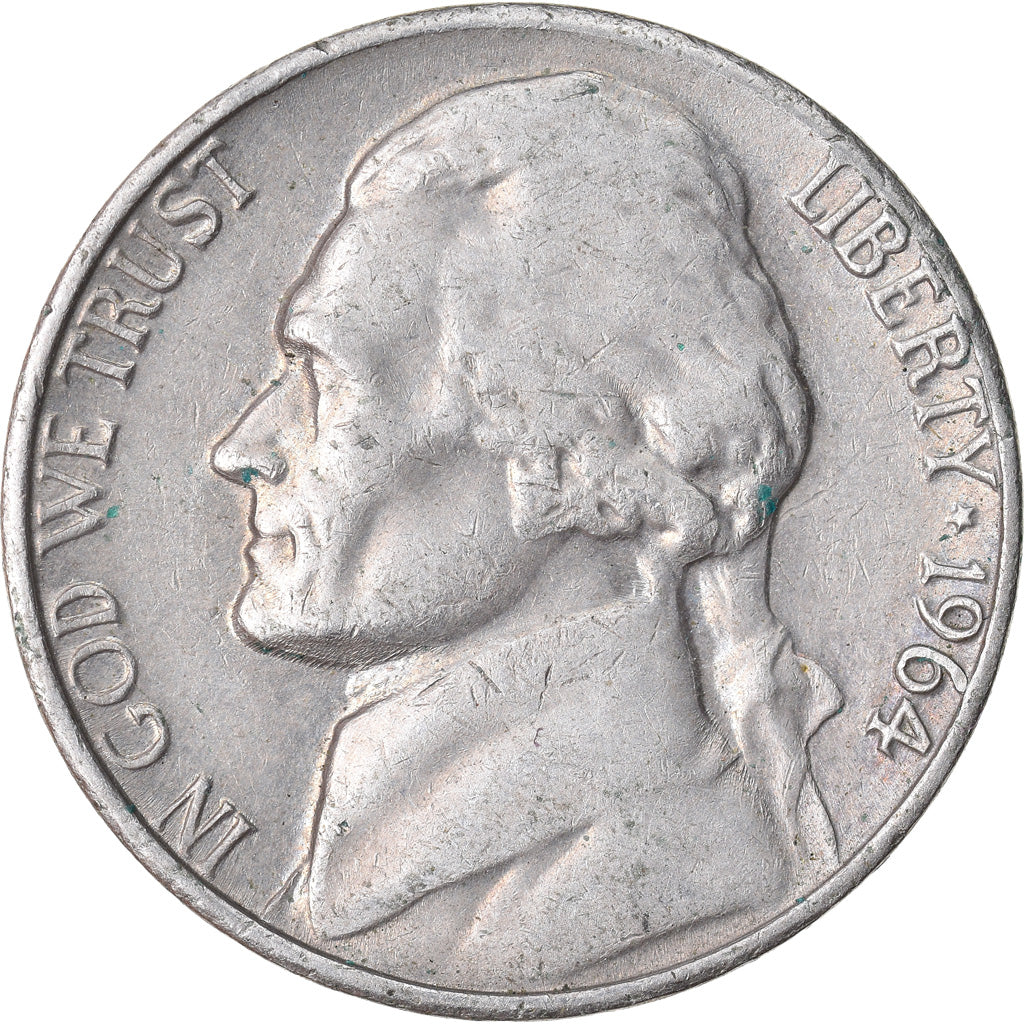 Monnaie, États-Unis, Jefferson Nickel, 5 Cents, 1964, U.S. Mint, Philadelphie