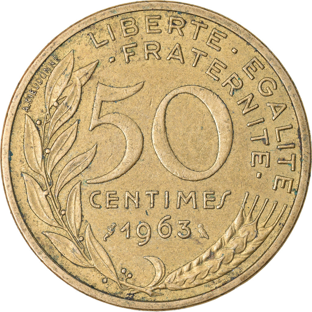Moneta, Francja, Marianne, 50 Centimes, 1963, Paris, EF(40-45), Aluminium-Brąz