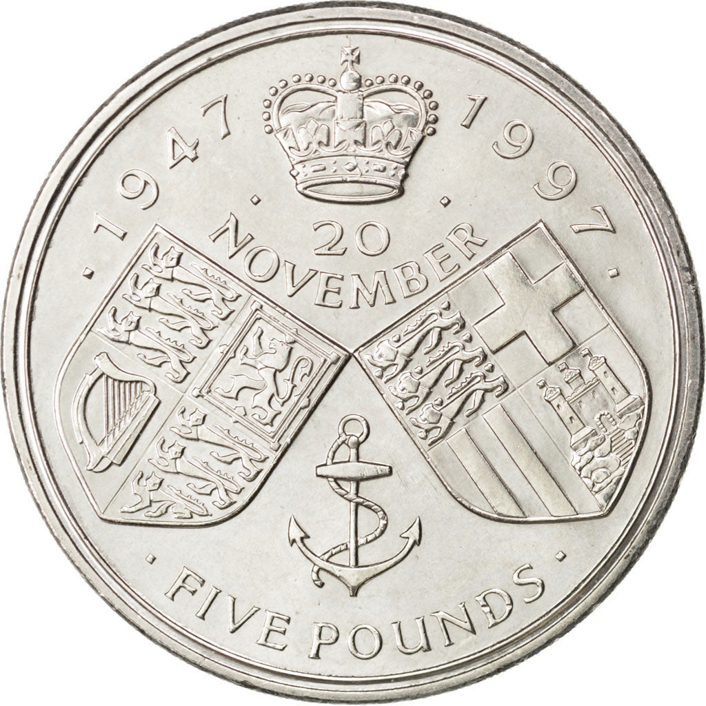 GREAT BRITAIN, 5 Pounds, 1997, KM #977, MS(63), Copper-Nickel, 38.61, 28.42