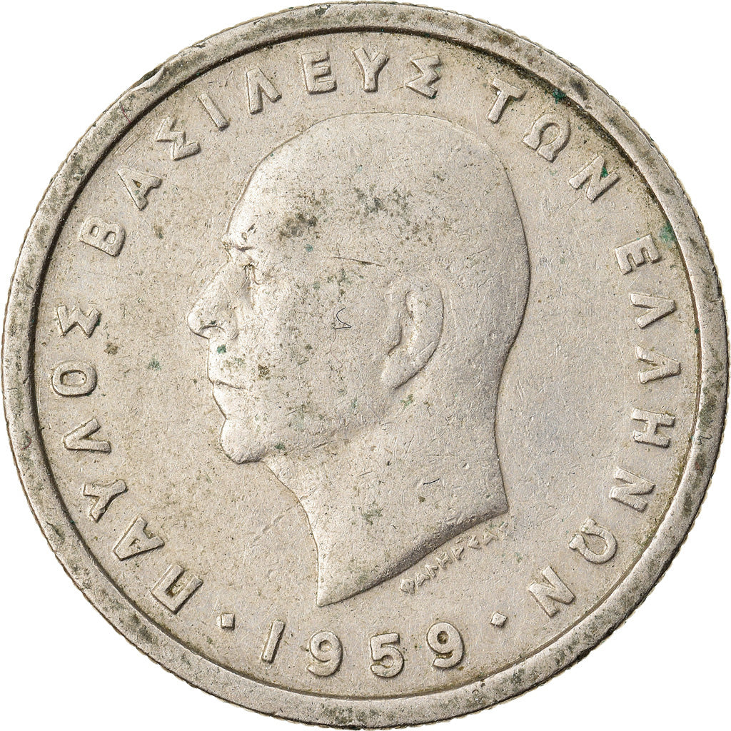 Monnaie, Grèce, Paul I, Drachma, 1959, TB+, Copper-nickel, KM:81