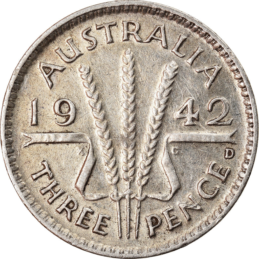 Coin, Australia, George VI, Threepence, 1942, Melbourne, EF(40-45), Silver