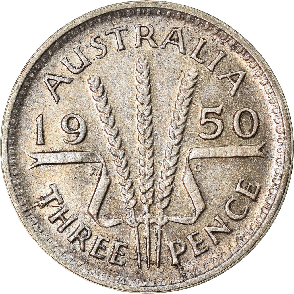 Moneta, Australia, George VI, Threepence, 1950, Melbourne, BB, Argento, KM:44