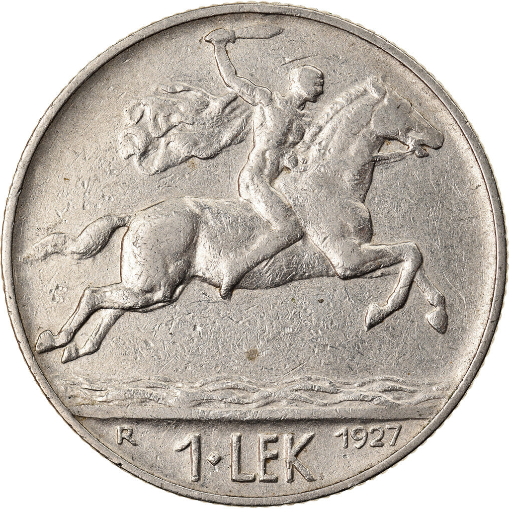 Coin, Albania, Lek, 1927, Rome, EF(40-45), Nickel, KM:5