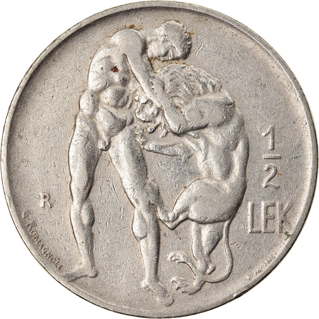Coin, Albania, 1/2 Lek, 1926, Rome, EF(40-45), Nickel, KM:4