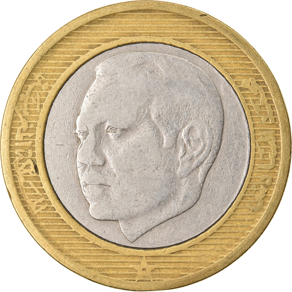 Moneda, Marruecos, Mohammed VI, 10 Dirhams, 2002, Paris, BC+, Bimetálico
