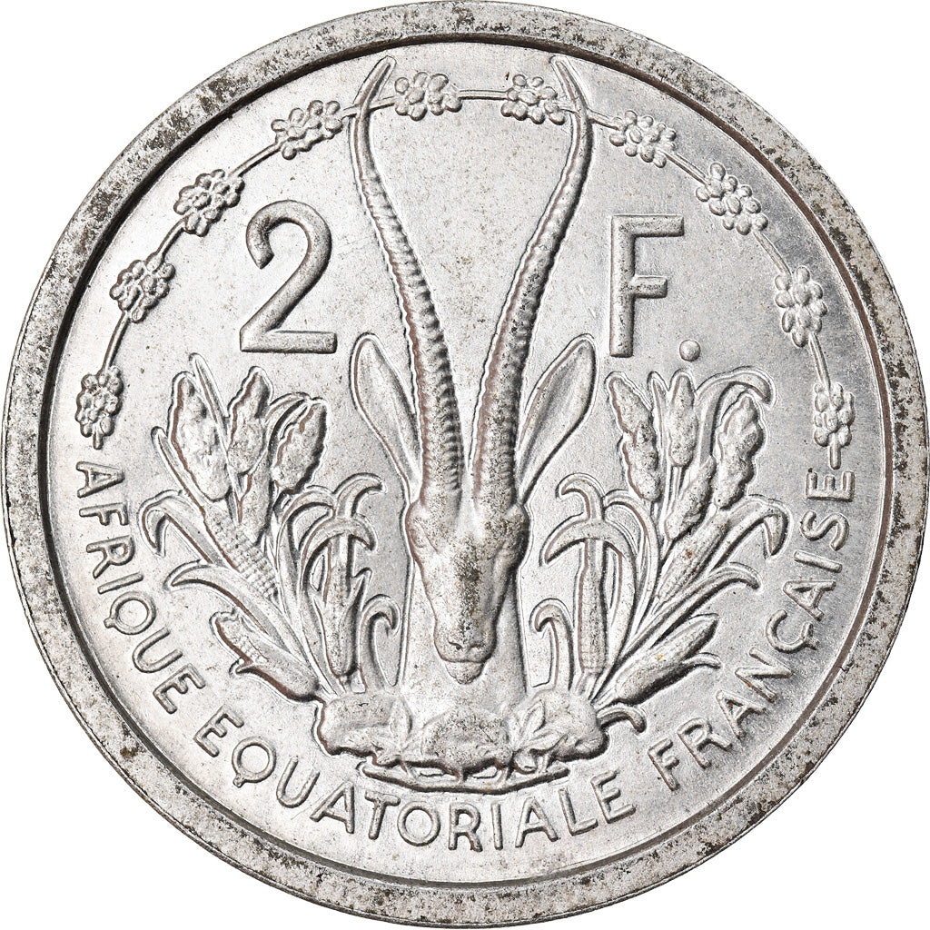 Moeda, África Equatorial Francesa, 2 Francs, 1948, Paris, EF(40-45), Alumínio