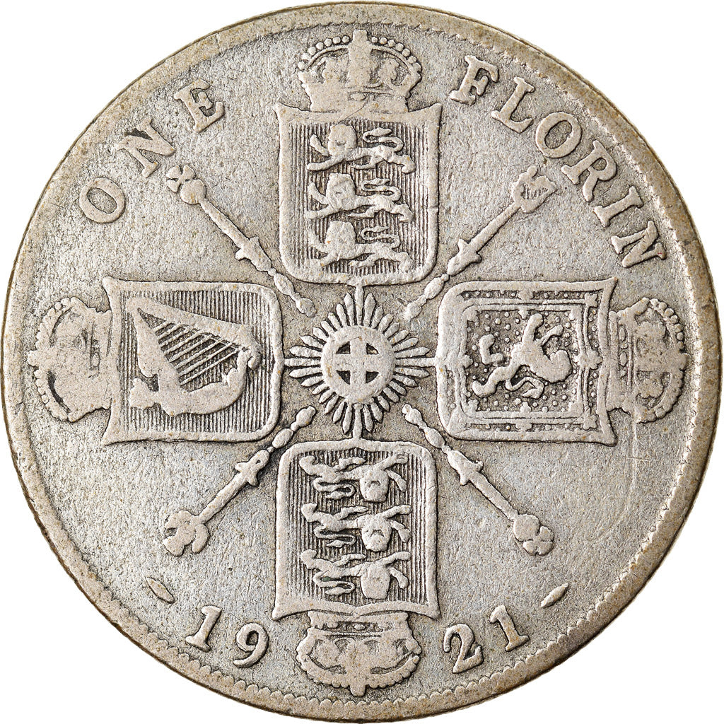 Coin, Great Britain, George V, Florin, Two Shillings, 1921, EF(40-45), Silver