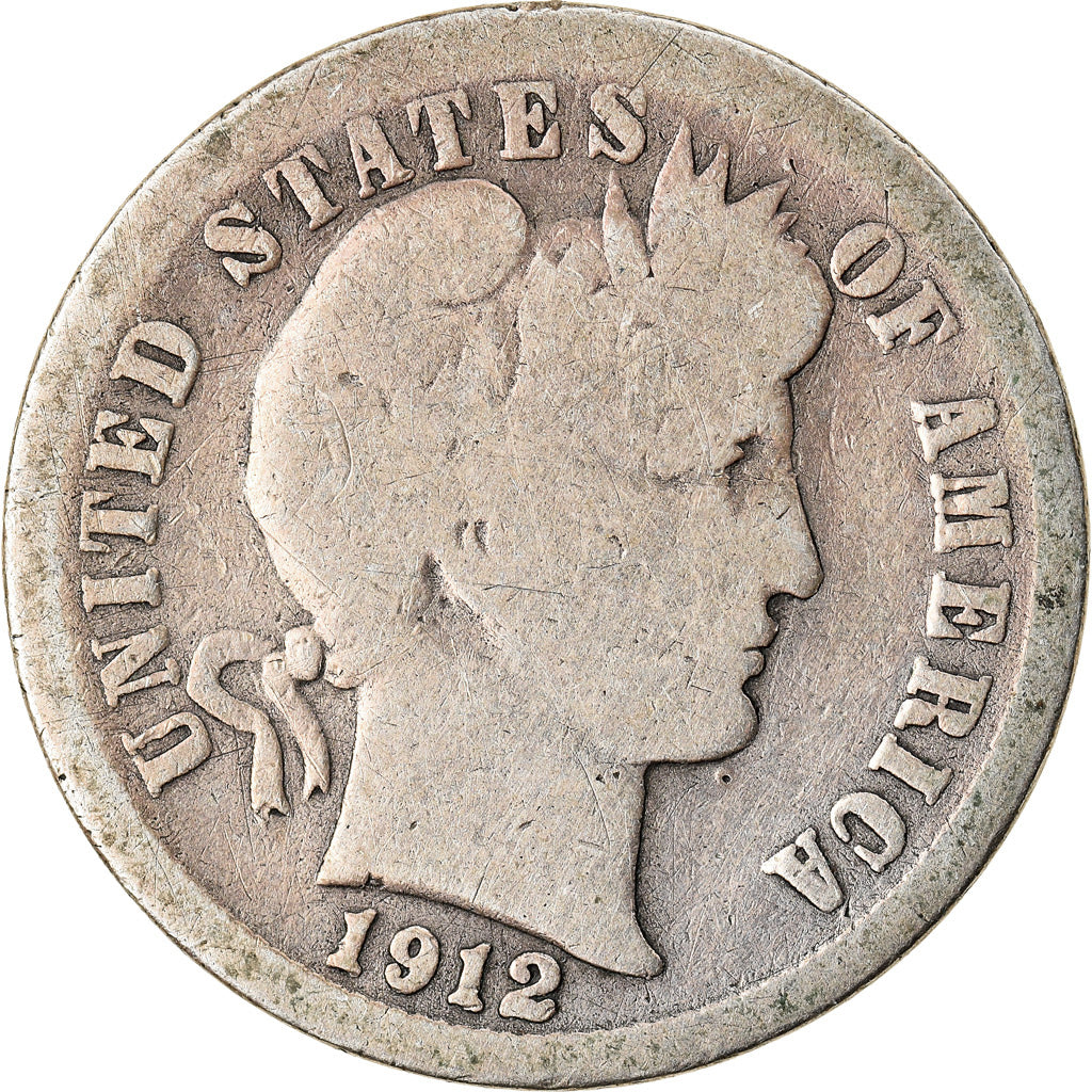 Coin, United States, Barber Dime, Dime, 1912, U.S. Mint, Philadelphia