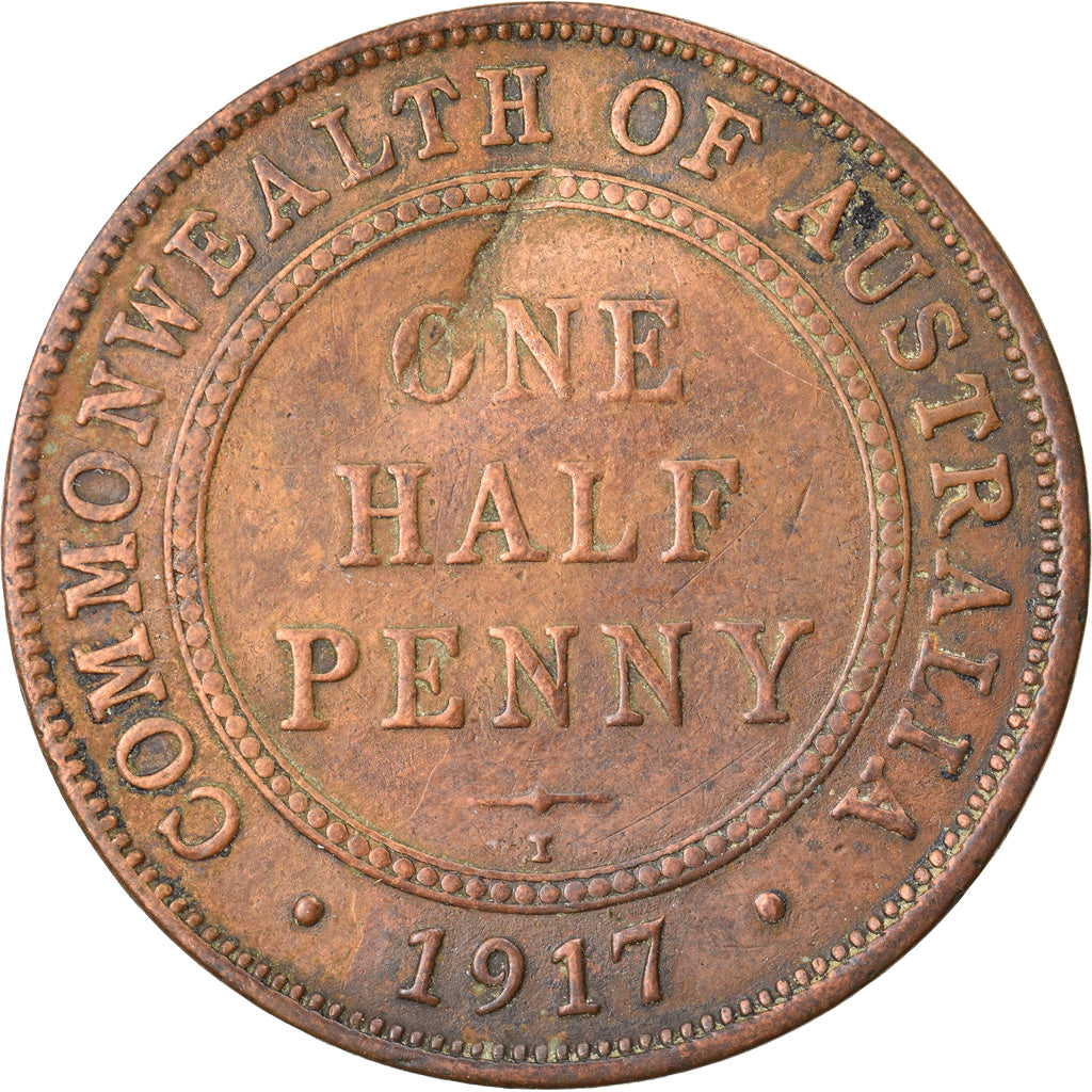 Munten, Australië, George V, 1/2 Penny, 1917, Melbourne, FR+, Bronze, KM:22