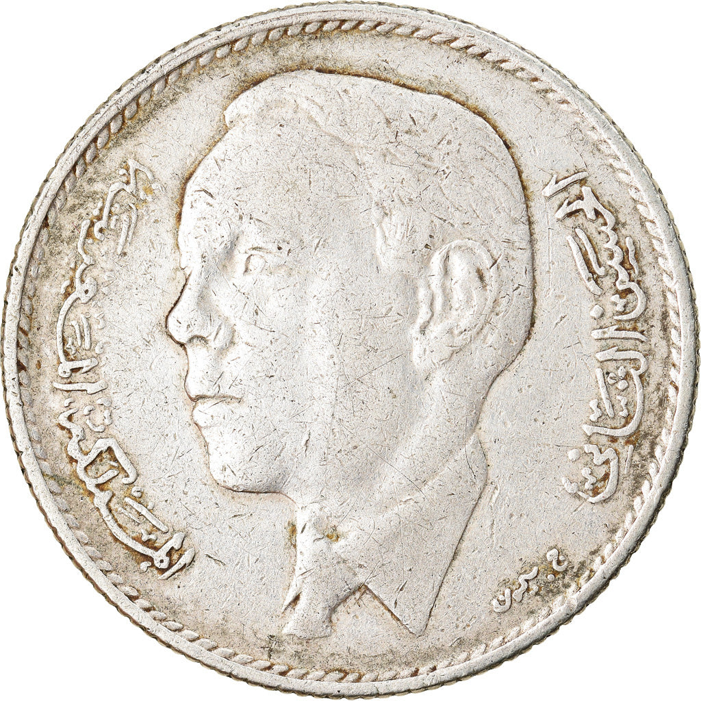 Coin, Morocco, al-Hassan II, 5 Dirhams, 1965, Paris, EF(40-45), Silver, KM:57