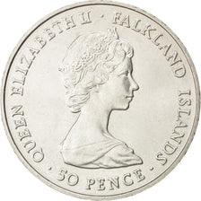 FALKLAND ISLANDS, 50 Pence, 1982, KM #18, MS(60-62), Copper-Nickel, 38.5, 28.59