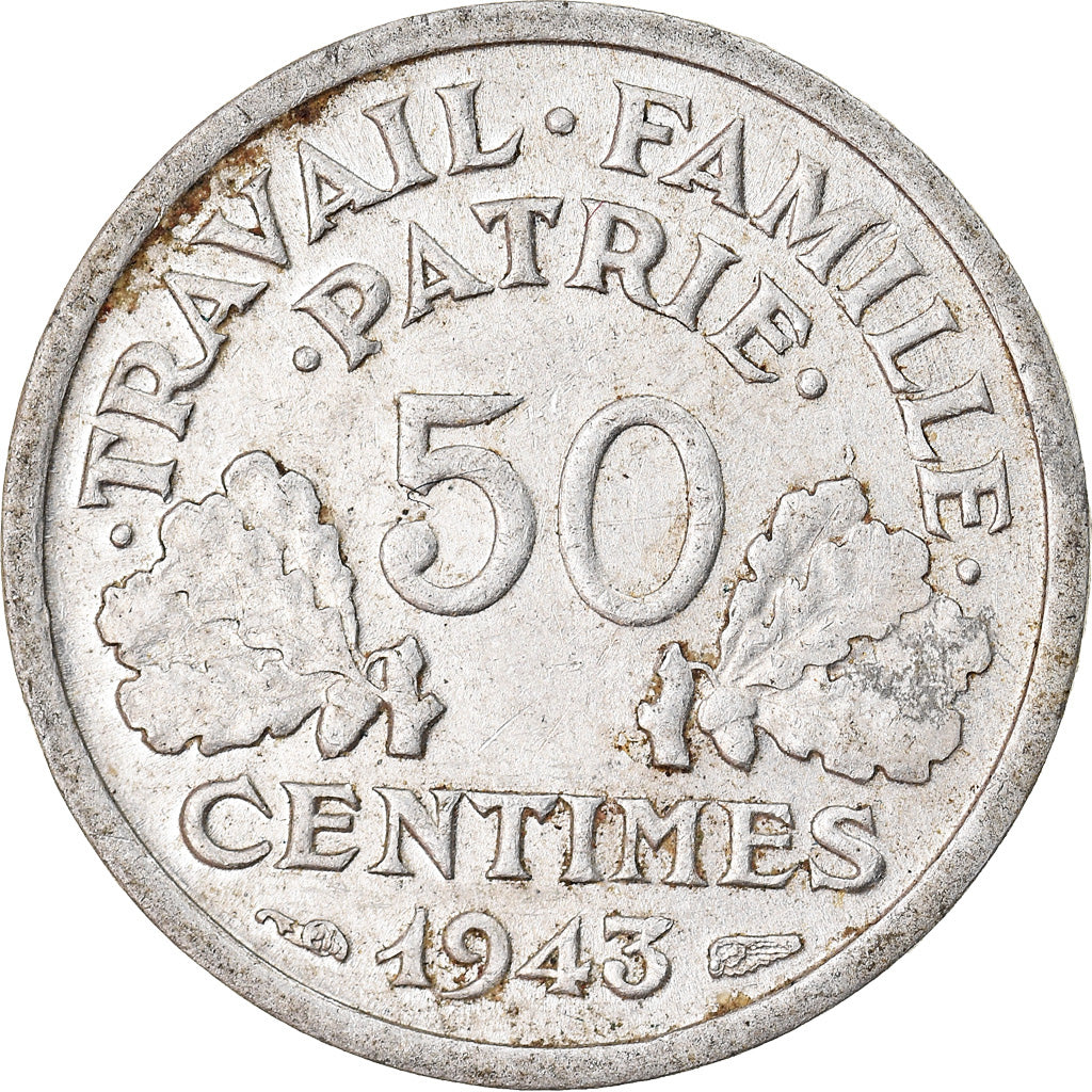 Coin, France, Bazor, 50 Centimes, 1943, Beaumont - Le Roger, EF(40-45)