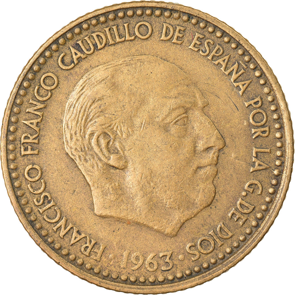 Moneda, España, Francisco Franco, caudillo, Peseta, 1963, EBC, Aluminio -