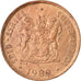 Moneda, Sudáfrica, Cent, 1989, BC+, Bronce, KM:82