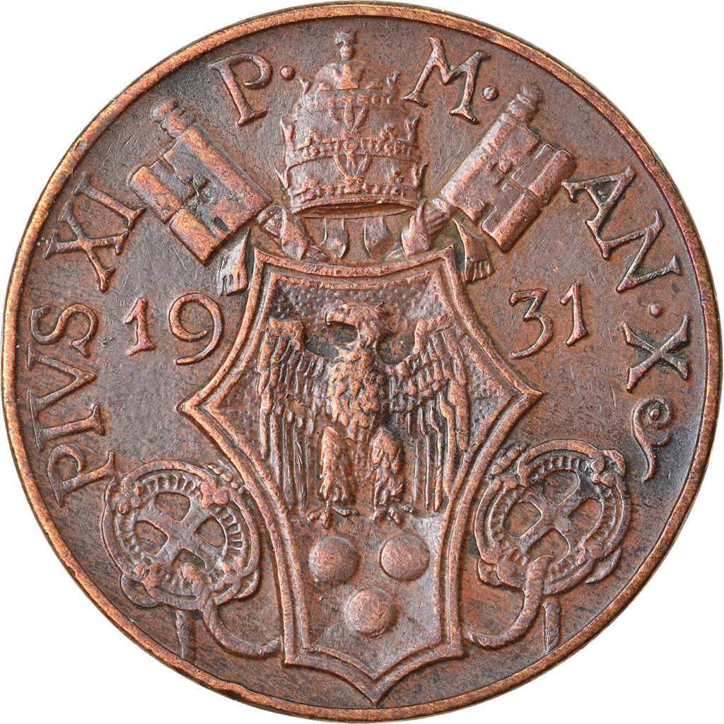 Coin, VATICAN CITY, Pius XI, 5 Centesimi, 1931, Roma, EF(40-45), Bronze, KM:1