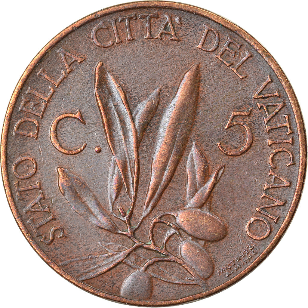 Coin, VATICAN CITY, Pius XI, 5 Centesimi, 1931, Roma, EF(40-45), Bronze, KM:1