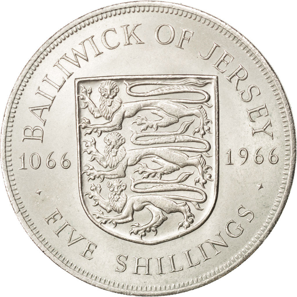 JERSEY, 5 Shilling, 1966, KM #28, MS(63), Copper-Nickel, 28.30