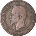 Moneda, Francia, Napoleon III, Napoléon III, 10 Centimes, 1861, Paris, BC+