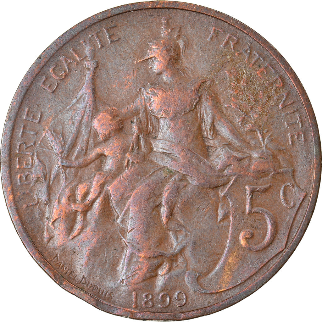 Moeda, França, Dupuis, 5 Centimes, 1899, Paris, VF(30-35), Bronze, KM:842