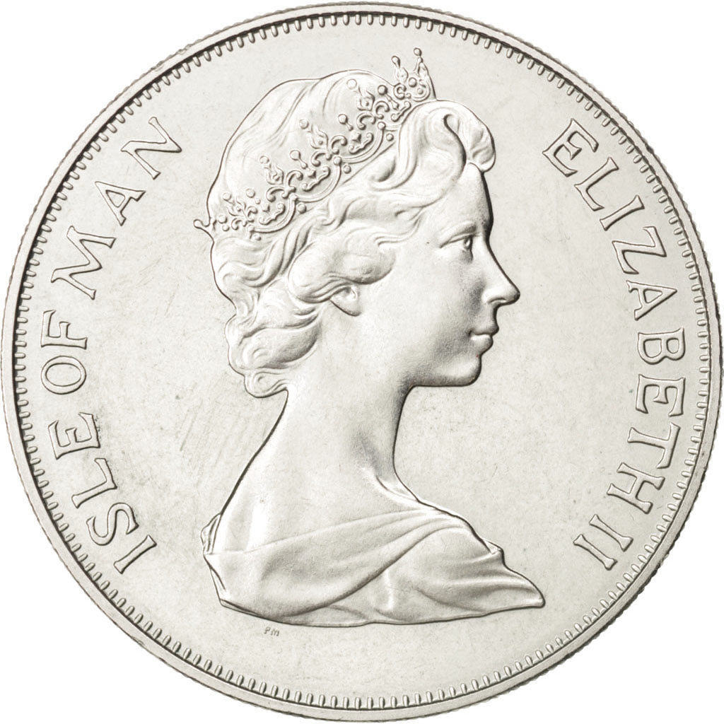 ISLE OF MAN, Crown, 1977, Pobjoy Mint, KM #41, MS(60-62), Copper-Nickel, 38.5,..