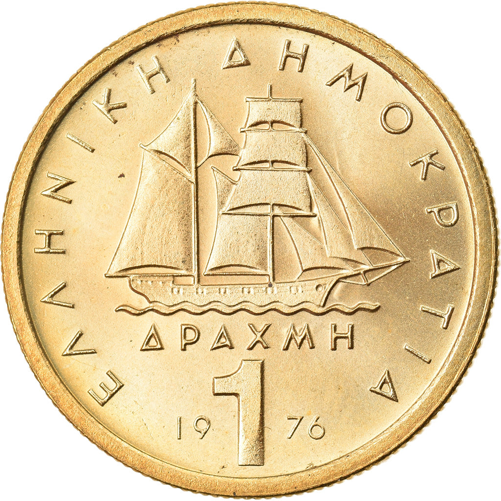 Coin, Greece, Drachma, 1976, MS(60-62), Nickel-brass, KM:116