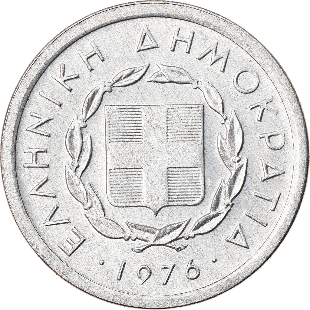 Coin, Greece, 10 Lepta, 1976, MS(60-62), Aluminum, KM:113