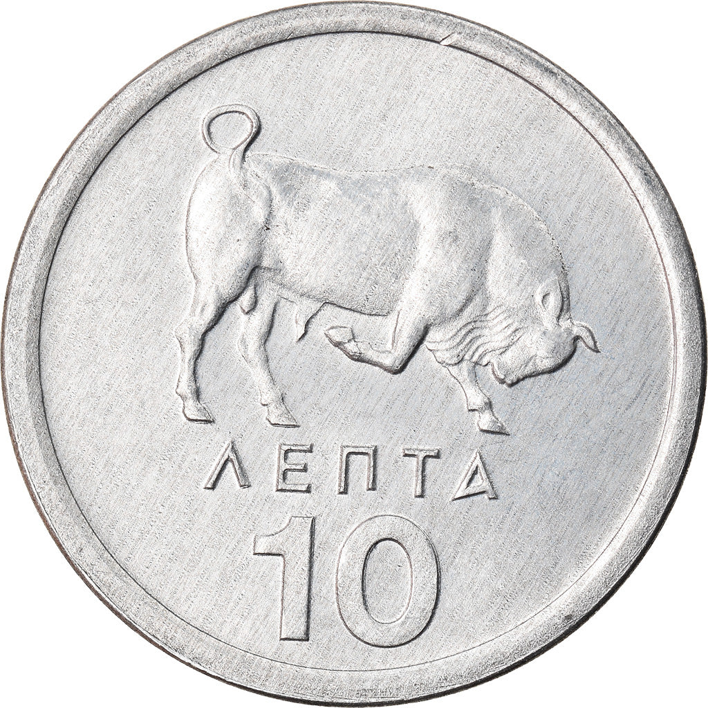 Coin, Greece, 10 Lepta, 1976, MS(60-62), Aluminum, KM:113