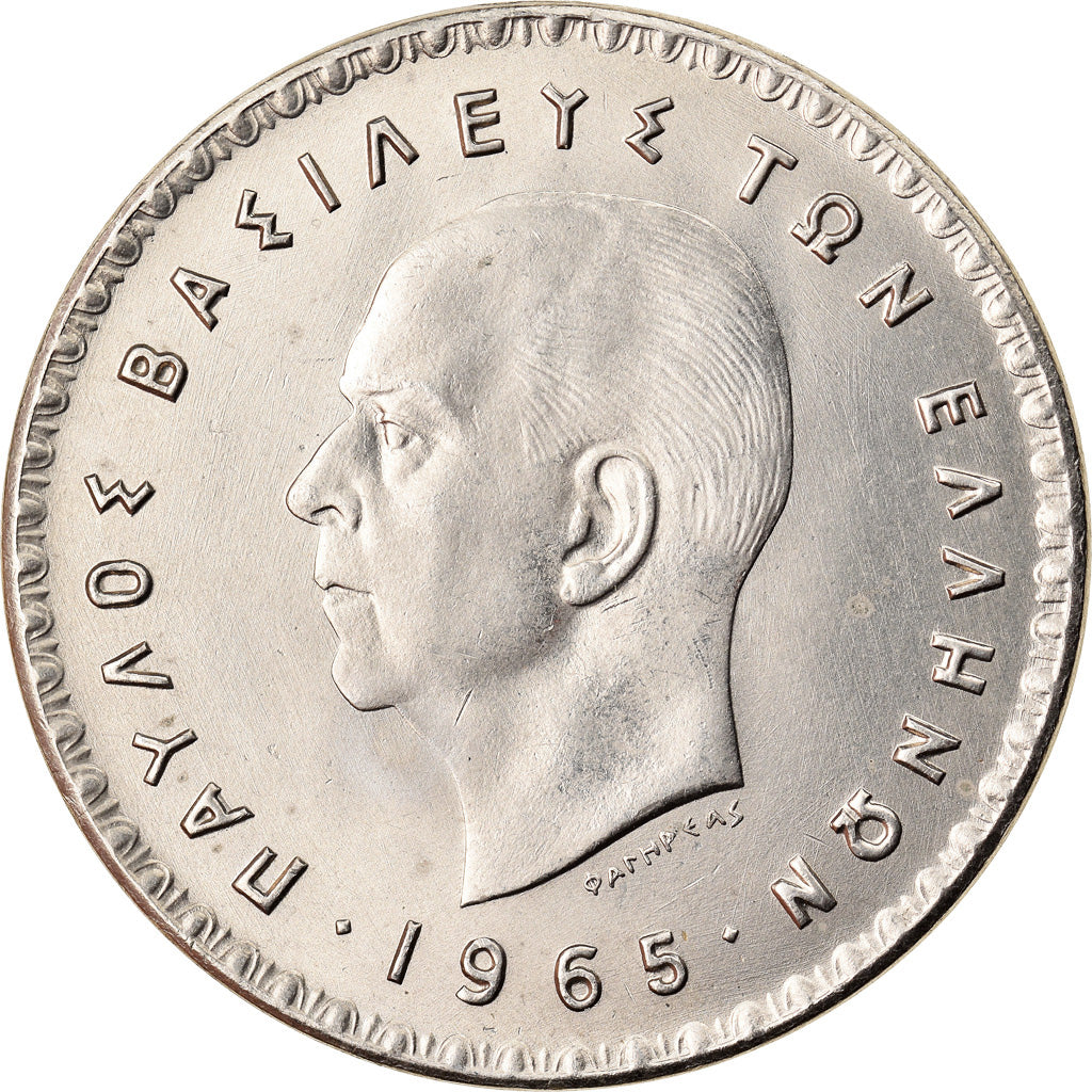 Monnaie, Grèce, Paul I, 10 Drachmai, 1965, TTB+, Nickel, KM:84
