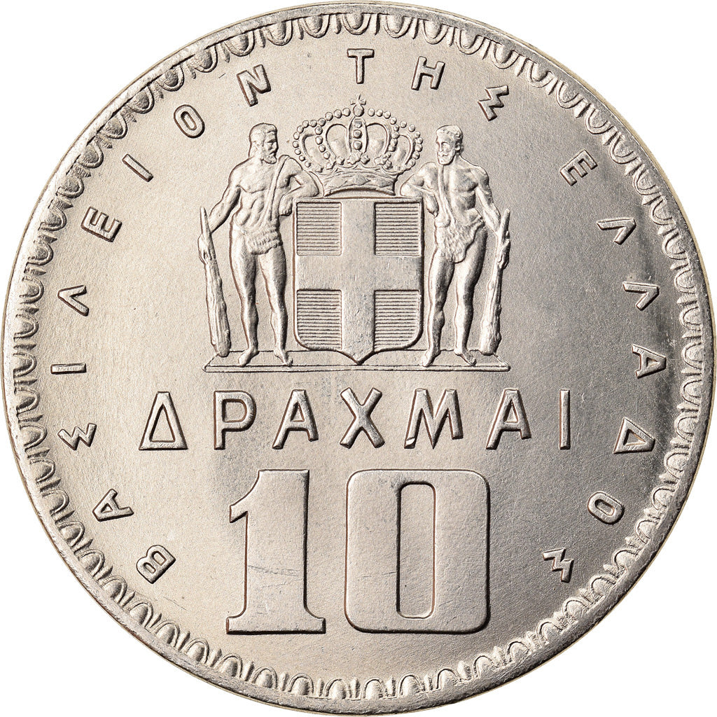 Monnaie, Grèce, Paul I, 10 Drachmai, 1965, TTB+, Nickel, KM:84