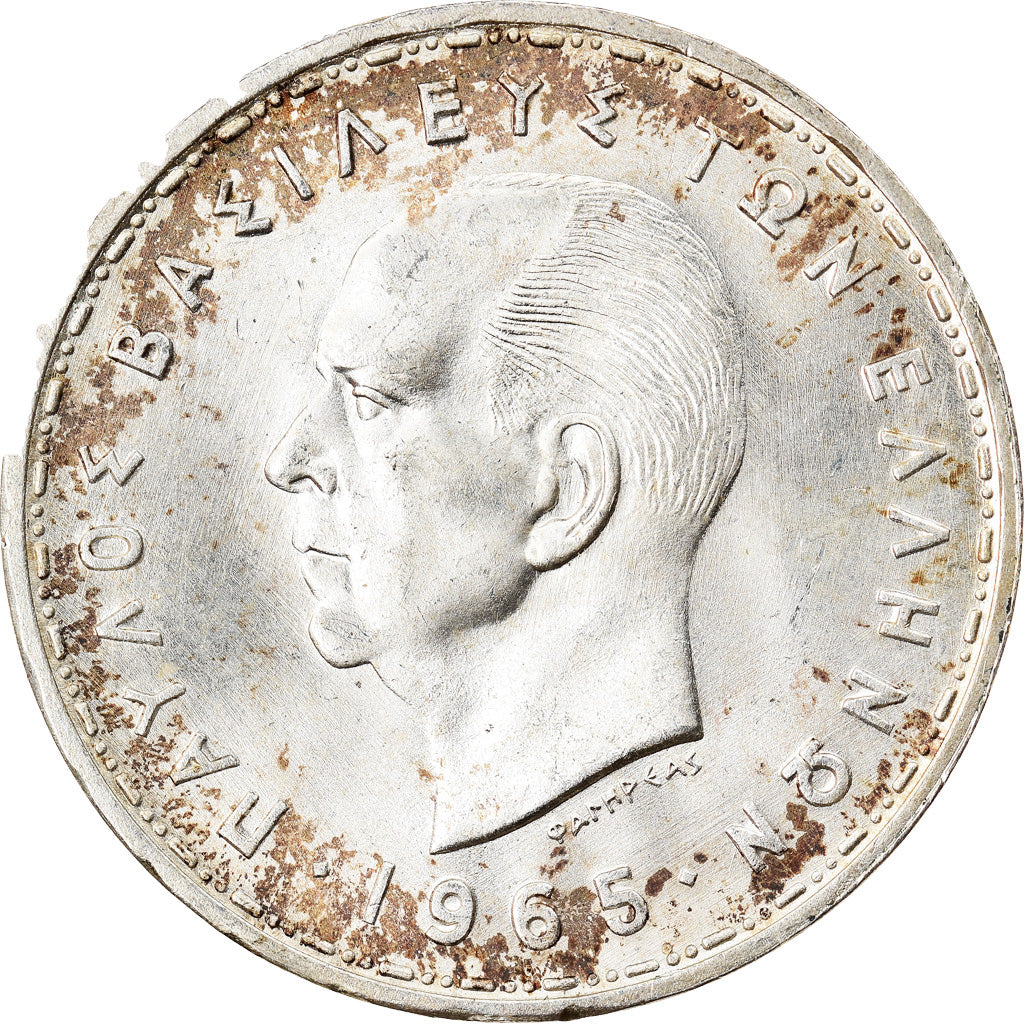 Coin, Greece, Paul I, 20 Drachmai, 1965, VF(30-35), Silver, KM:85