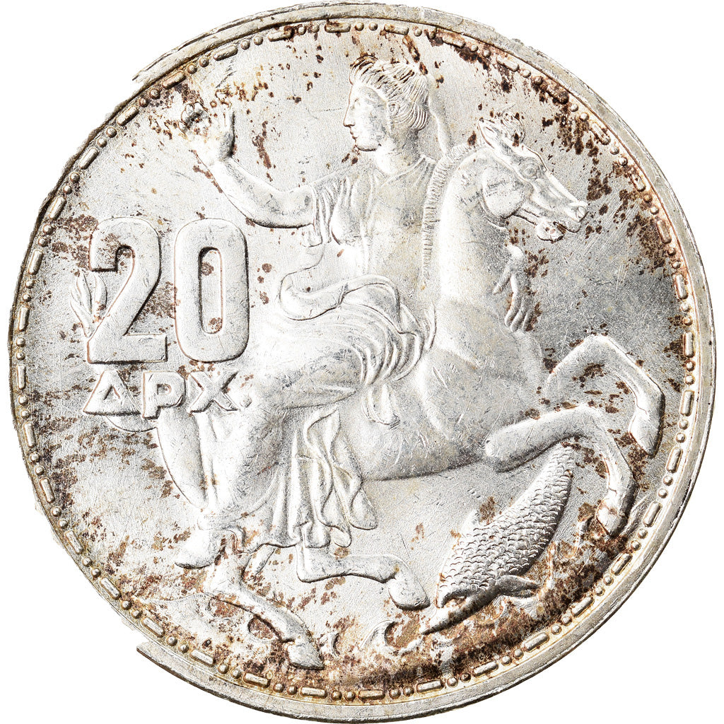 Coin, Greece, Paul I, 20 Drachmai, 1965, VF(30-35), Silver, KM:85
